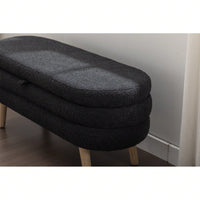 Velvet Fabric Storage Bench Bedroom Bench With Wood Legs For Living Room Bedroom Indoor