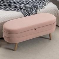 Velvet Fabric Storage Bench Bedroom Bench With Wood Legs For Living Room Bedroom Indoor