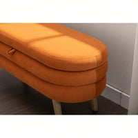 Velvet Fabric Storage Bench Bedroom Bench With Wood Legs For Living Room Bedroom Indoor