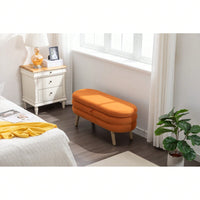 Velvet Fabric Storage Bench Bedroom Bench With Wood Legs For Living Room Bedroom Indoor