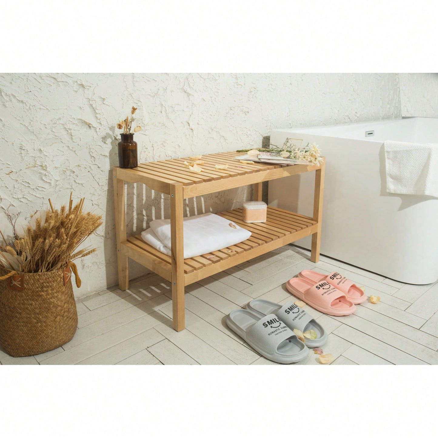 Birch Shoe Bench - 3 Tier Sturdy Storage Organizer