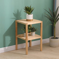 2-Tier Birch Bathroom Shelf - Narrow Shelving Unit