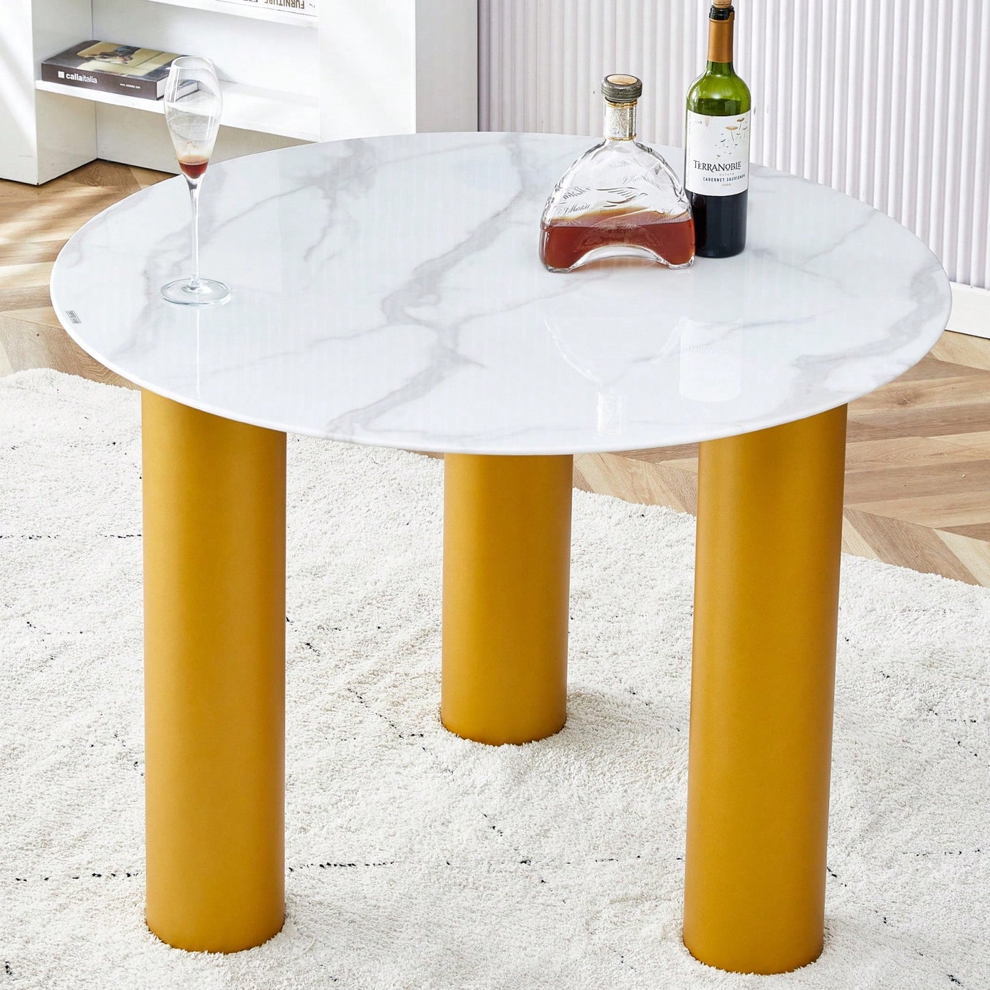 Round White Dining Table - 40" X 40" X 29.4"