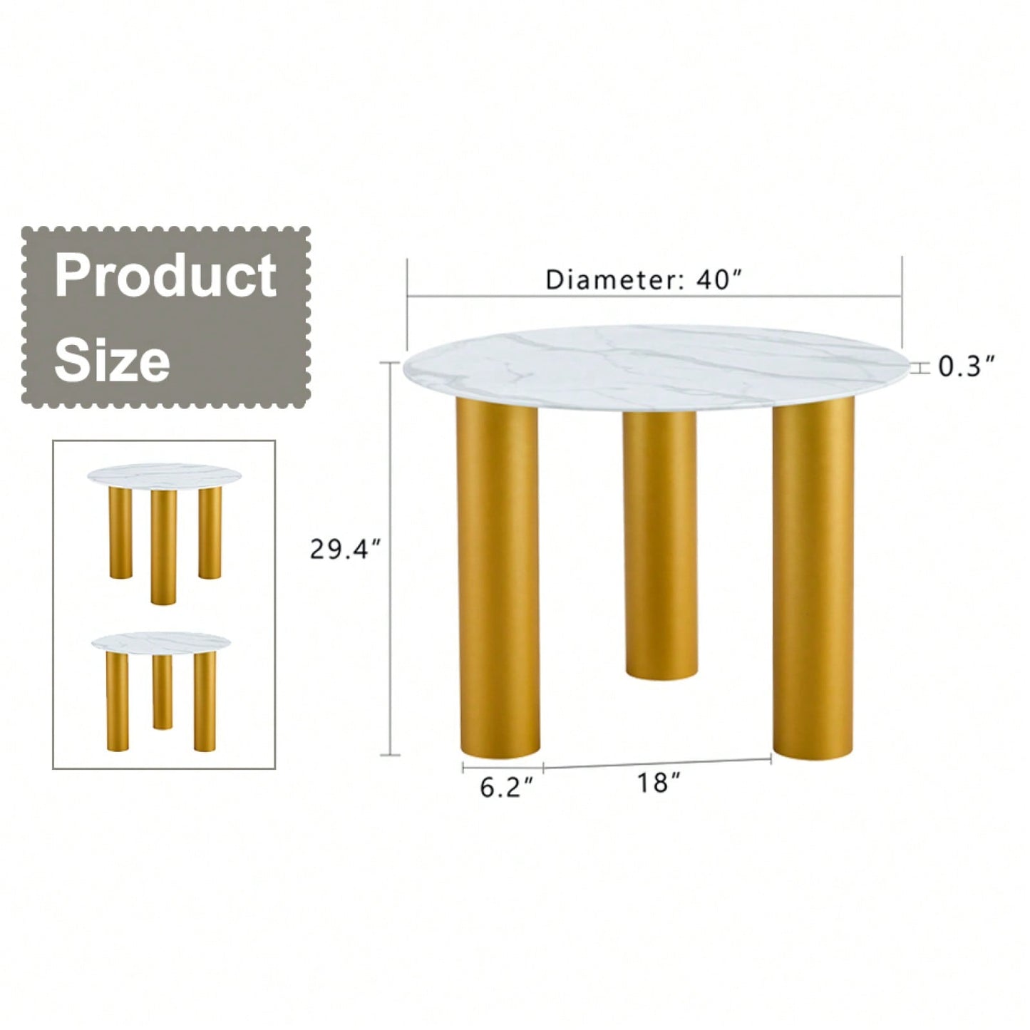Round White Dining Table - 40" X 40" X 29.4"