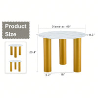 Round White Dining Table - 40" X 40" X 29.4"