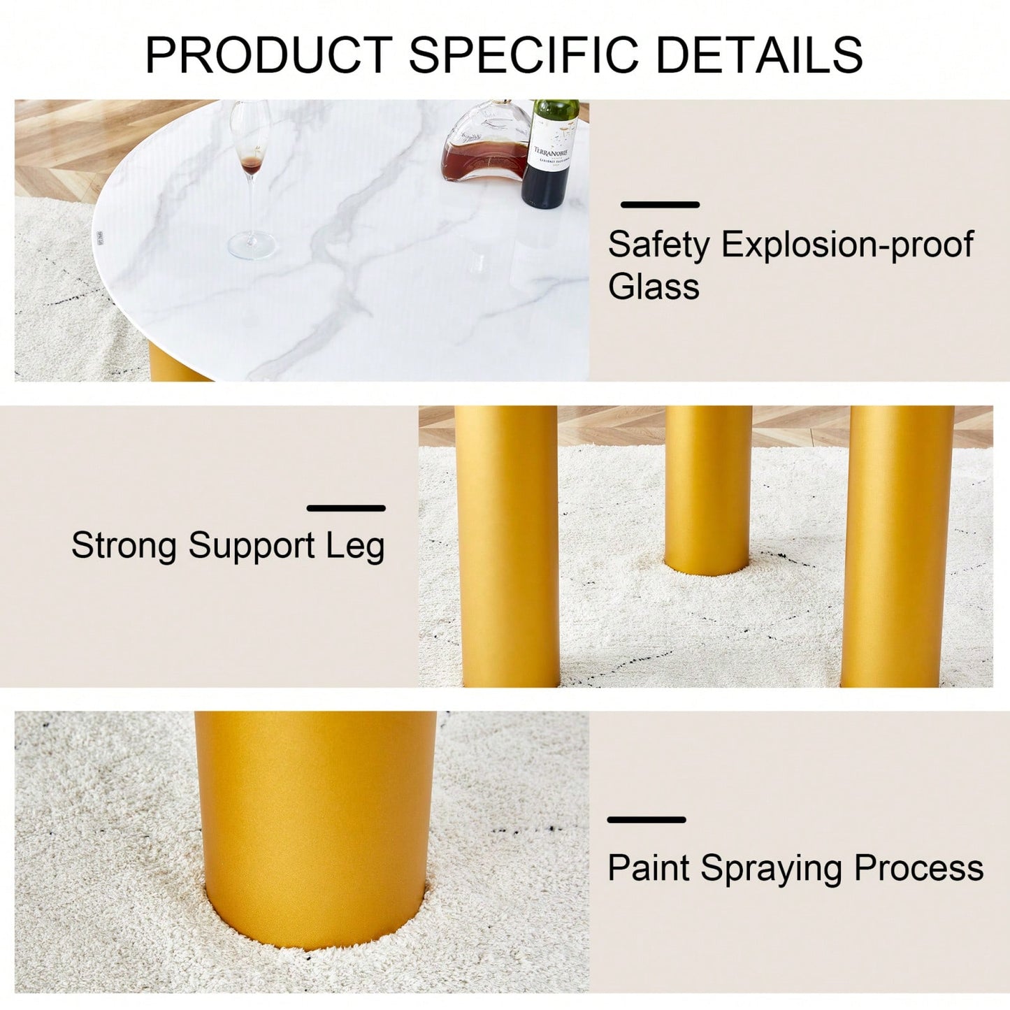 Round White Dining Table - 40" X 40" X 29.4"