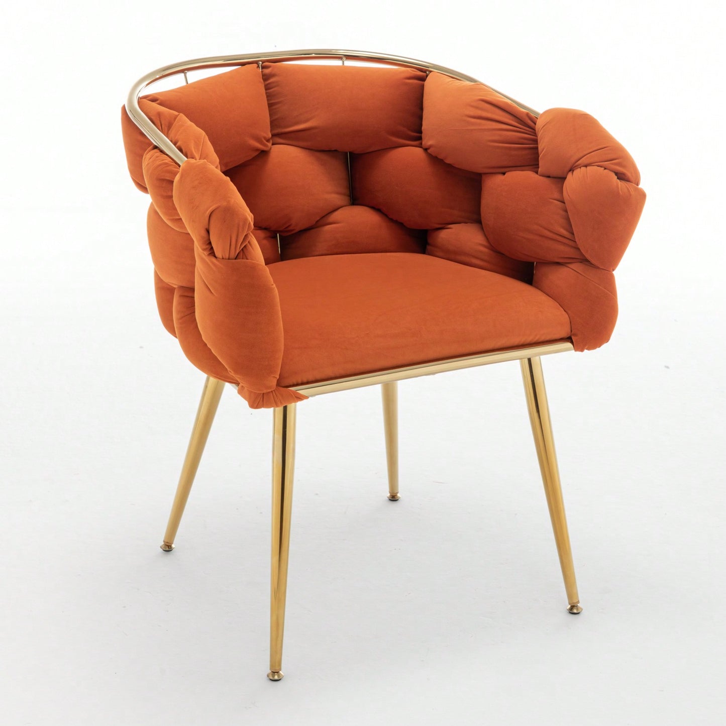 Stylish Orange Velvet Accent Chair with Gold Legs for Living Room Bedroom Vanity