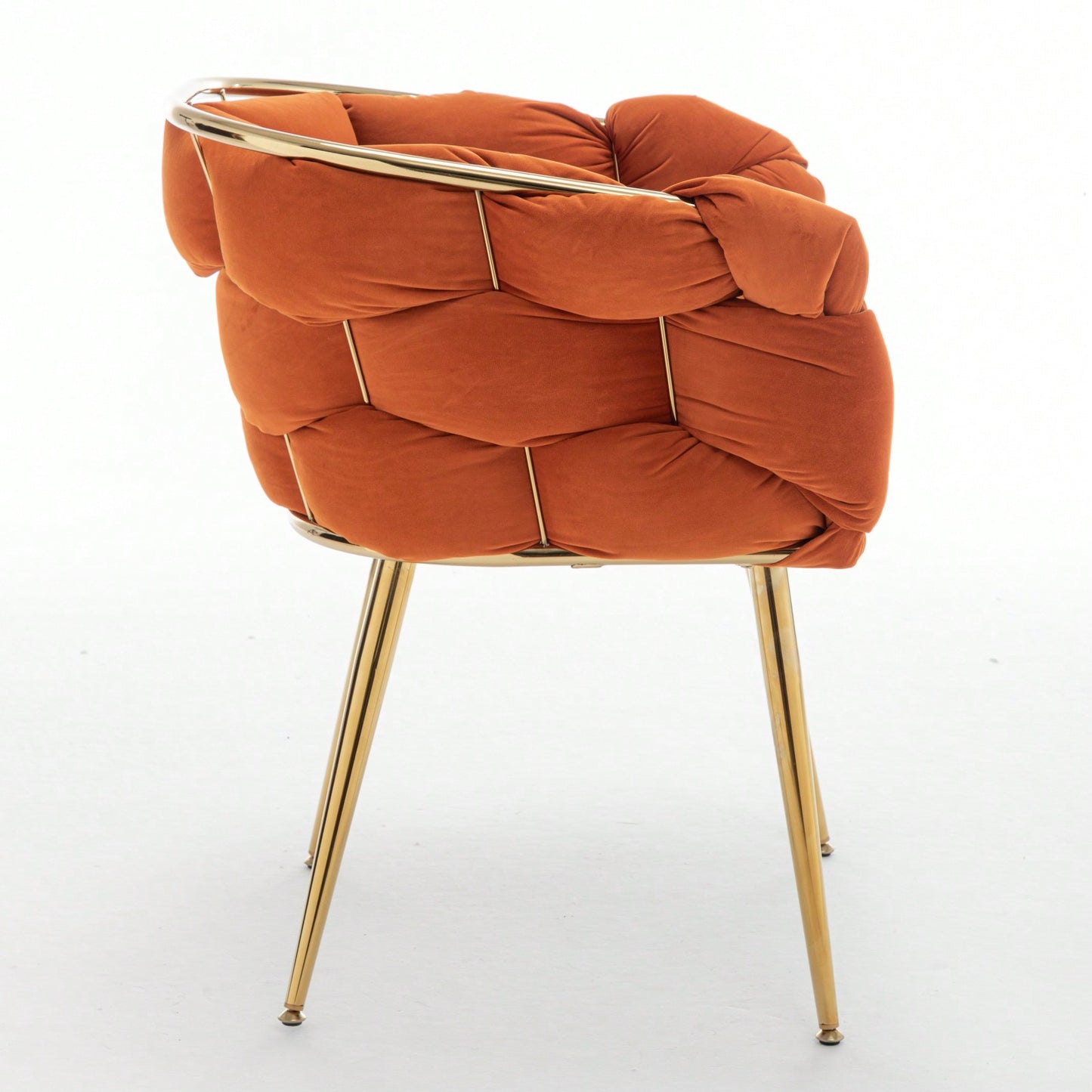 Stylish Orange Velvet Accent Chair with Gold Legs for Living Room Bedroom Vanity