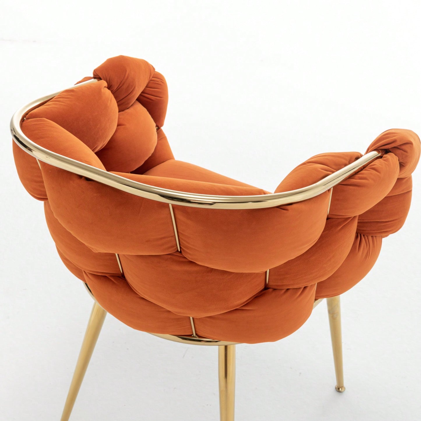 Stylish Orange Velvet Accent Chair with Gold Legs for Living Room Bedroom Vanity