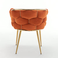 Stylish Orange Velvet Accent Chair with Gold Legs for Living Room Bedroom Vanity