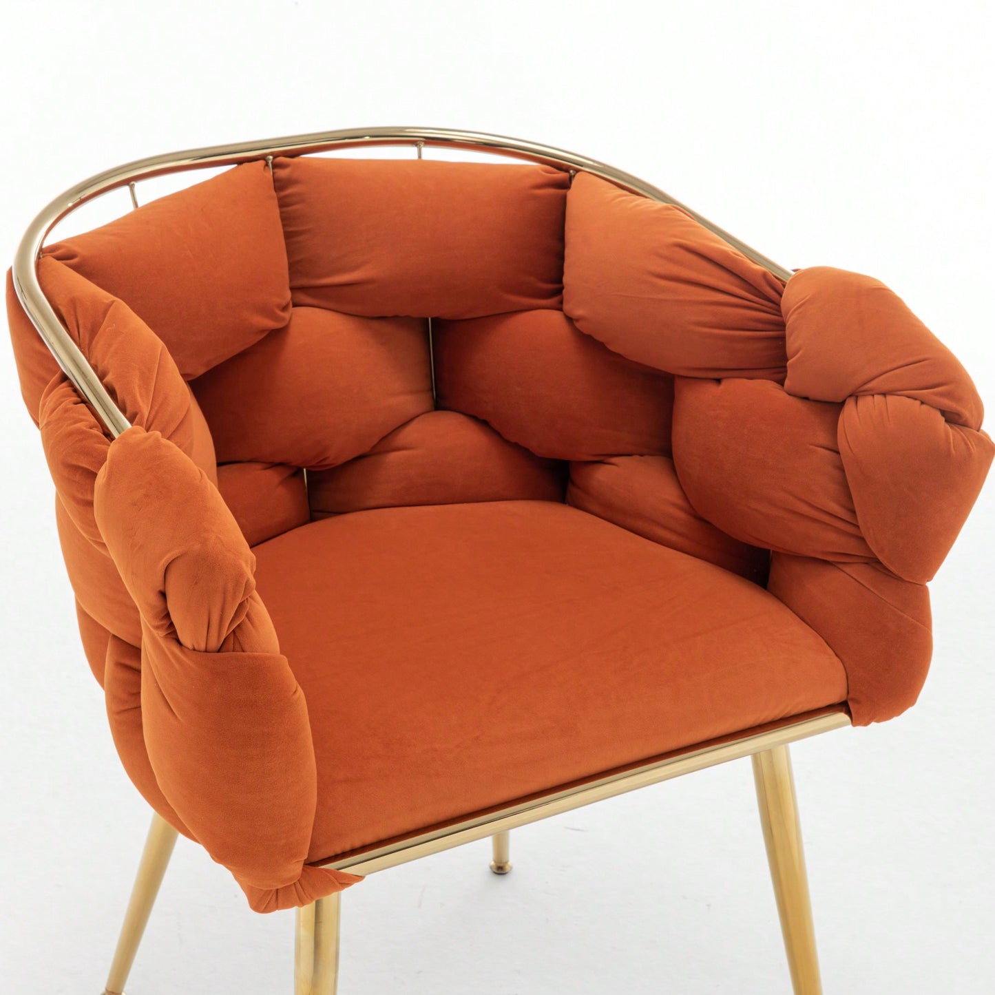 Stylish Orange Velvet Accent Chair with Gold Legs for Living Room Bedroom Vanity