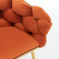 Stylish Orange Velvet Accent Chair with Gold Legs for Living Room Bedroom Vanity