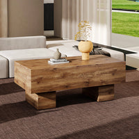 Modern Rectangular Coffee Table For Living Room, Stylish Wood Finish Cocktail Table With Spacious Surface For Decor, Easy Assembly