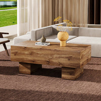 Modern Rectangular Coffee Table For Living Room, Stylish Wood Finish Cocktail Table With Spacious Surface For Decor, Easy Assembly