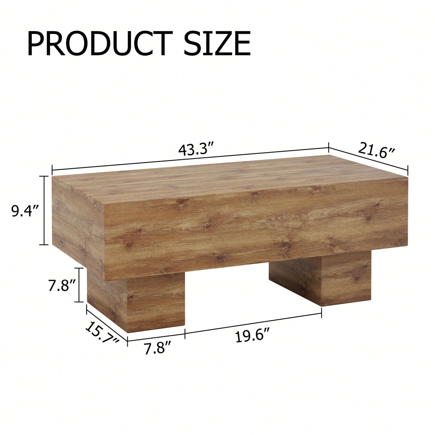 Modern Rectangular Coffee Table For Living Room, Stylish Wood Finish Cocktail Table With Spacious Surface For Decor, Easy Assembly