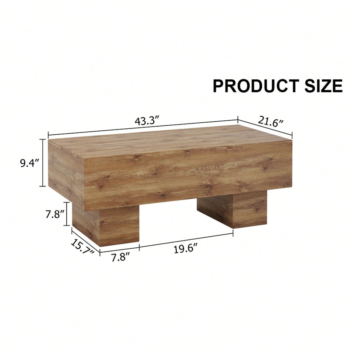 Modern Rectangular Coffee Table For Living Room, Stylish Wood Finish Cocktail Table With Spacious Surface For Decor, Easy Assembly