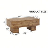 Modern Rectangular Coffee Table For Living Room, Stylish Wood Finish Cocktail Table With Spacious Surface For Decor, Easy Assembly