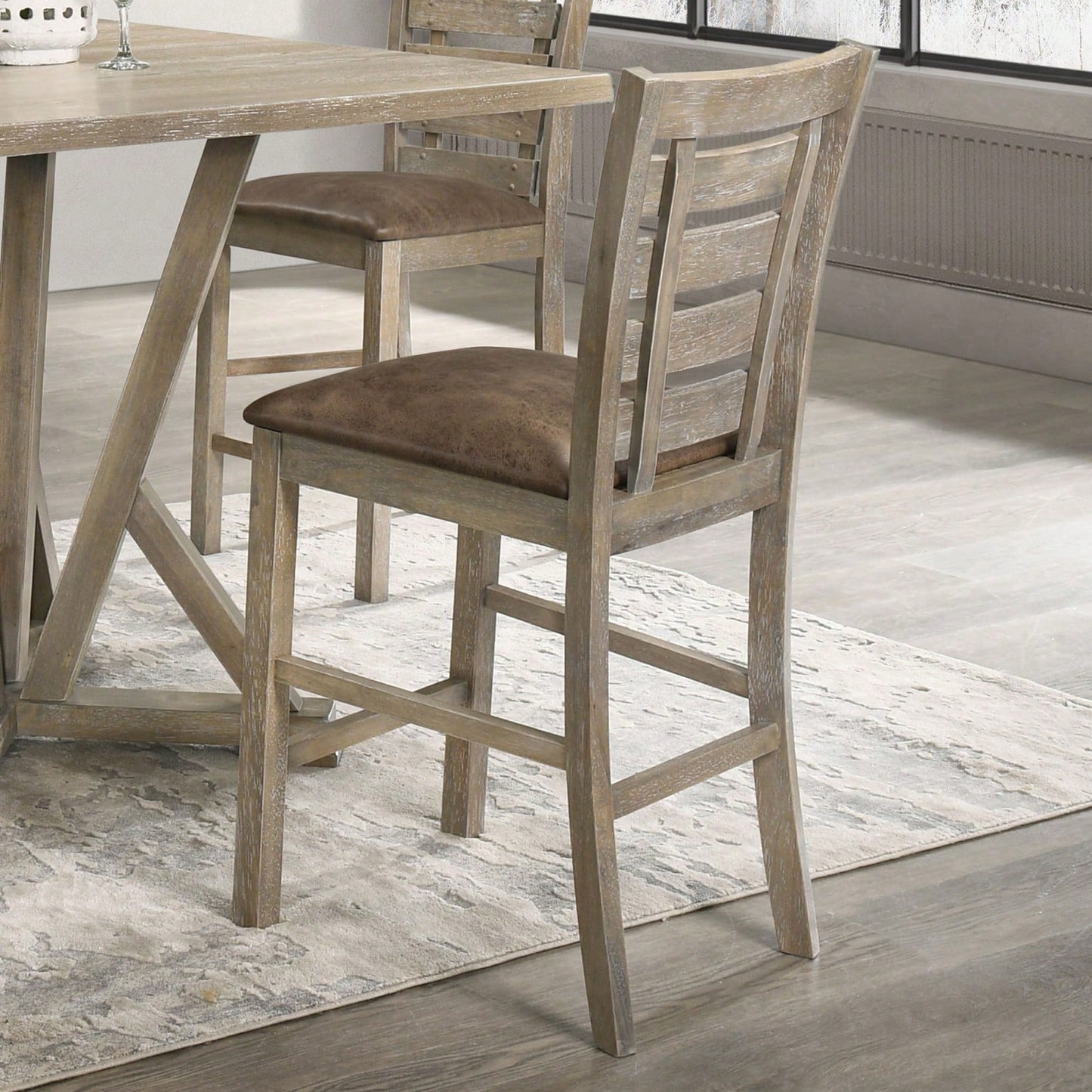 Rustic Farmhouse Dining Counter Chairs (Set Of 2)