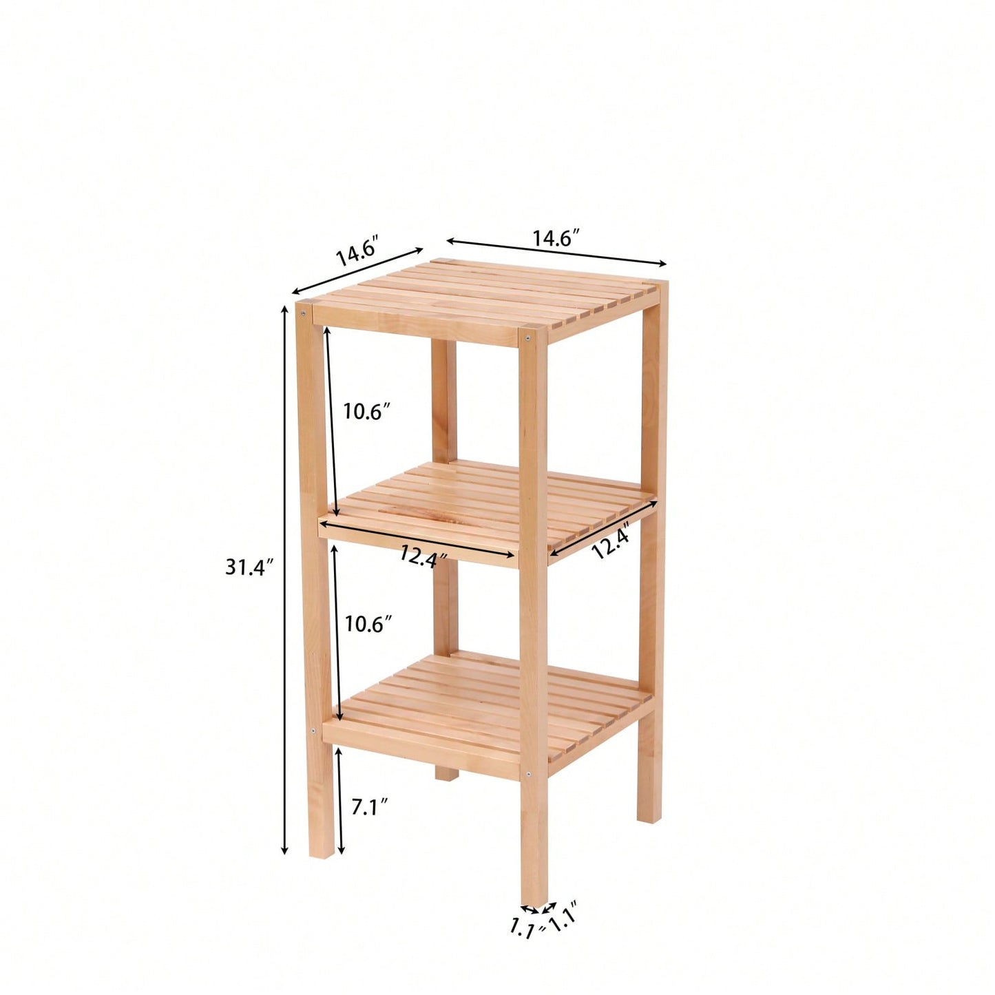 3-Tier Narrow Birch Bathroom Shelf Multifunctional Corner Storage Unit for Kitchen Living Room Bedroom Entryway