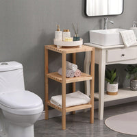 3-Tier Narrow Birch Bathroom Shelf Multifunctional Corner Storage Unit for Kitchen Living Room Bedroom Entryway