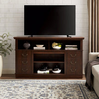 Traditional TV Media Stand - Farmhouse Rustic Entertainment Console