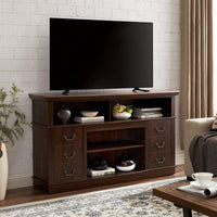 Traditional TV Media Stand - Farmhouse Rustic Entertainment Console