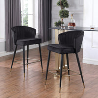Contemporary Velvet Upholstered Counter Height Stool