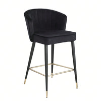 Contemporary Velvet Upholstered Counter Height Stool