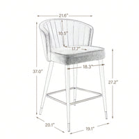 Contemporary Velvet Upholstered Counter Height Stool