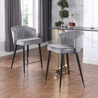 Contemporary Velvet Upholstered Counter Height Stool