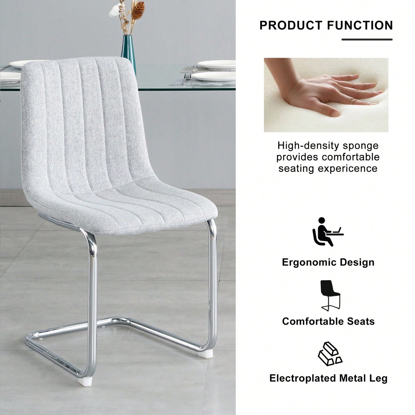 Stylish Velvet Dining Chairs Set of 4 with Back Support Metal Legs for Kitchen Office Bedroom