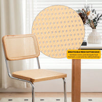 Mid Century Modern Velvet Rattan Dining Chairs Set of 2 Stackable Accent Chairs with Chrome Legs for Living Room Kitchen