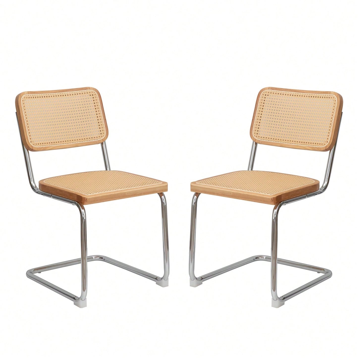 Mid Century Modern Velvet Rattan Dining Chairs Set of 2 Stackable Accent Chairs with Chrome Legs for Living Room Kitchen