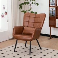 Stylish Accent Armchair with Metal Legs Soft Padded High Back Deep Seat Comfortable Chair for Living Room Office Bedroom