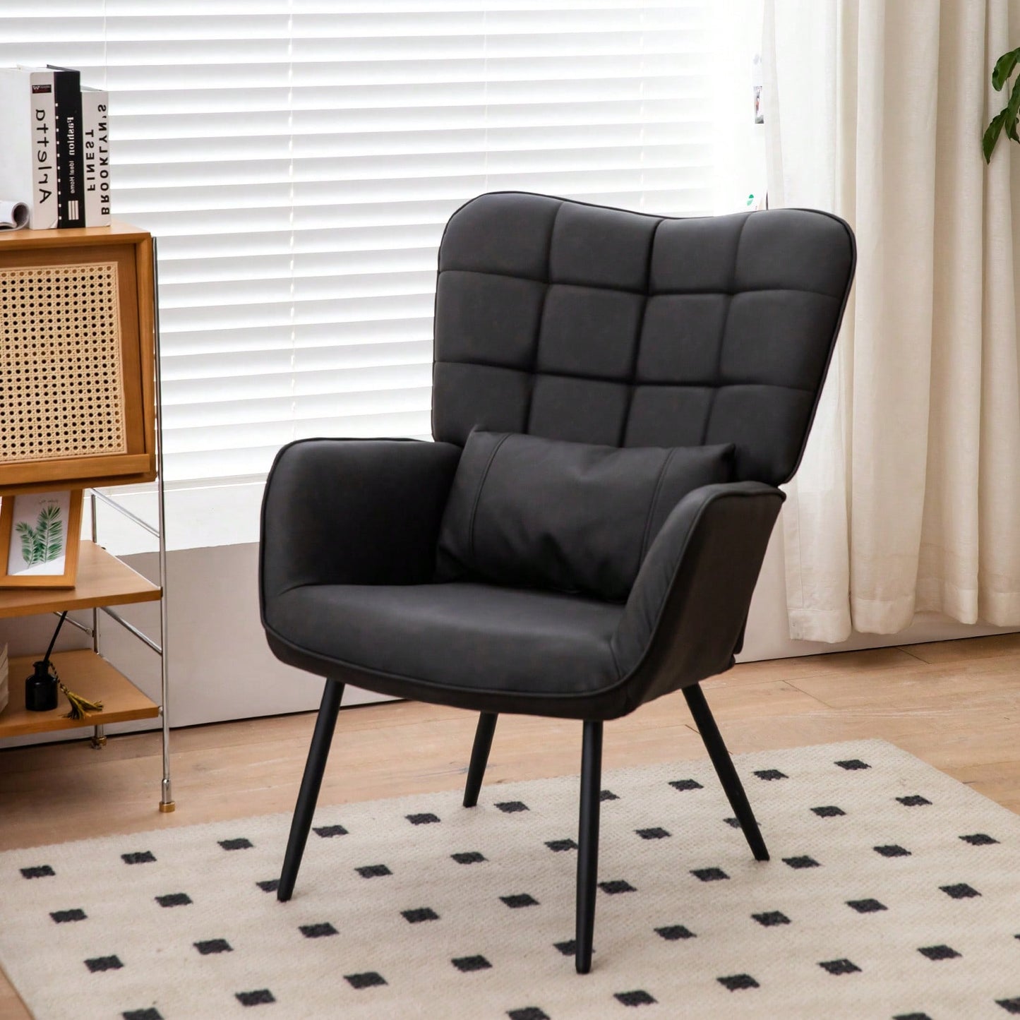 Stylish Accent Armchair with Metal Legs Soft Padded High Back Deep Seat Comfortable Chair for Living Room Office Bedroom