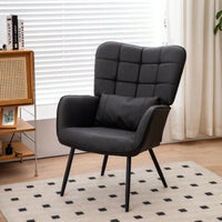 Stylish Accent Armchair with Metal Legs Soft Padded High Back Deep Seat Comfortable Chair for Living Room Office Bedroom