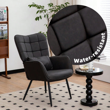 Stylish Accent Armchair with Metal Legs Soft Padded High Back Deep Seat Comfortable Chair for Living Room Office Bedroom