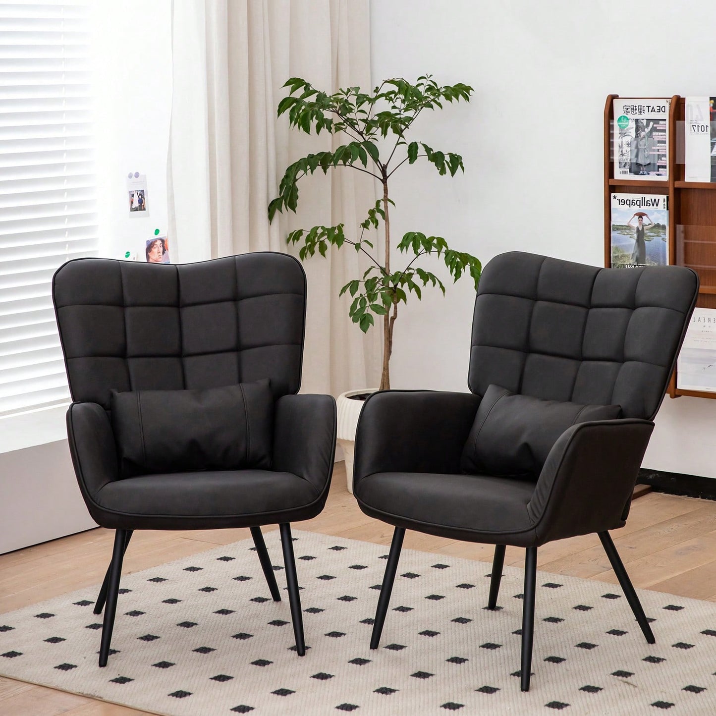 Stylish Accent Armchair with Metal Legs Soft Padded High Back Deep Seat Comfortable Chair for Living Room Office Bedroom