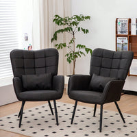 Stylish Accent Armchair with Metal Legs Soft Padded High Back Deep Seat Comfortable Chair for Living Room Office Bedroom