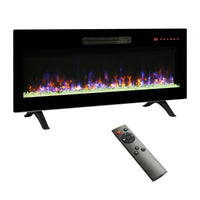 42 Inch Wall Mounted Electric Fireplace with Remote Multi-Color Flames and Ember Bed Ultra Thin Design 1400W 5000 BTU for 400 Sq Ft