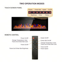 42 Inch Wall Mounted Electric Fireplace with Remote Multi-Color Flames and Ember Bed Ultra Thin Design 1400W 5000 BTU for 400 Sq Ft
