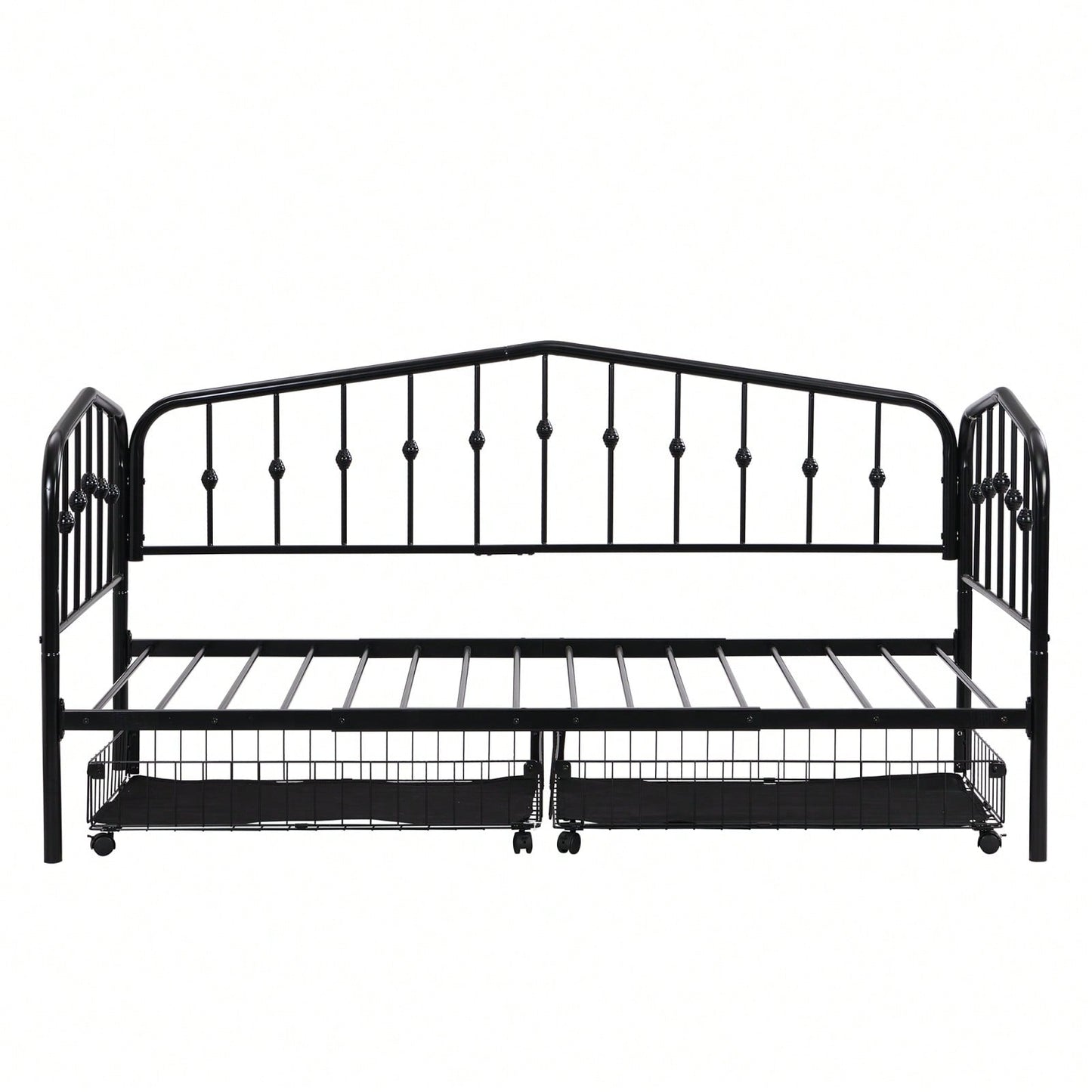 Twin Size Daybed Frame With 2 Storage Drawers, Space-Saving Metal Bed Frame With Slat Support, No Box Spring Needed, Easy Assembly, Black