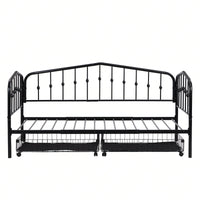 Twin Size Daybed Frame With 2 Storage Drawers, Space-Saving Metal Bed Frame With Slat Support, No Box Spring Needed, Easy Assembly, Black