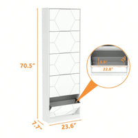 5-Tier Shoe Storage Cabinet With Carved Panels - Narrow Shoe Organizer For Entryway, Closet, Hallway - Holds 15 Pairs