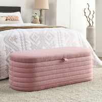 Upholstered Fabric Storage Bench End Of Bed Stool With Safety Hinge For Bedroom, Living Room, Entryway