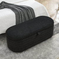 Upholstered Fabric Storage Bench End Of Bed Stool With Safety Hinge For Bedroom, Living Room, Entryway