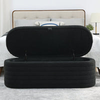 Upholstered Fabric Storage Bench End Of Bed Stool With Safety Hinge For Bedroom, Living Room, Entryway