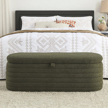 Upholstered Fabric Storage Bench End Of Bed Stool With Safety Hinge For Bedroom, Living Room, Entryway