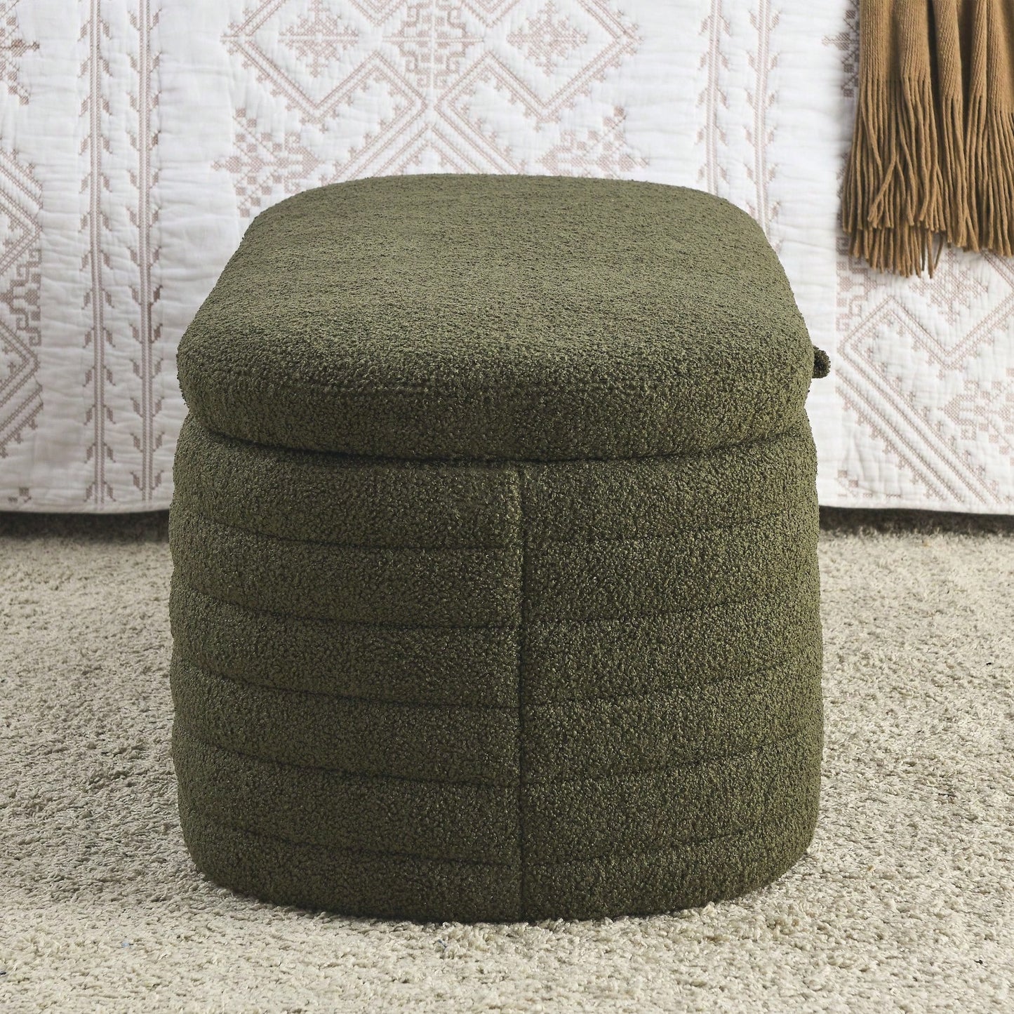 Upholstered Fabric Storage Bench End Of Bed Stool With Safety Hinge For Bedroom, Living Room, Entryway