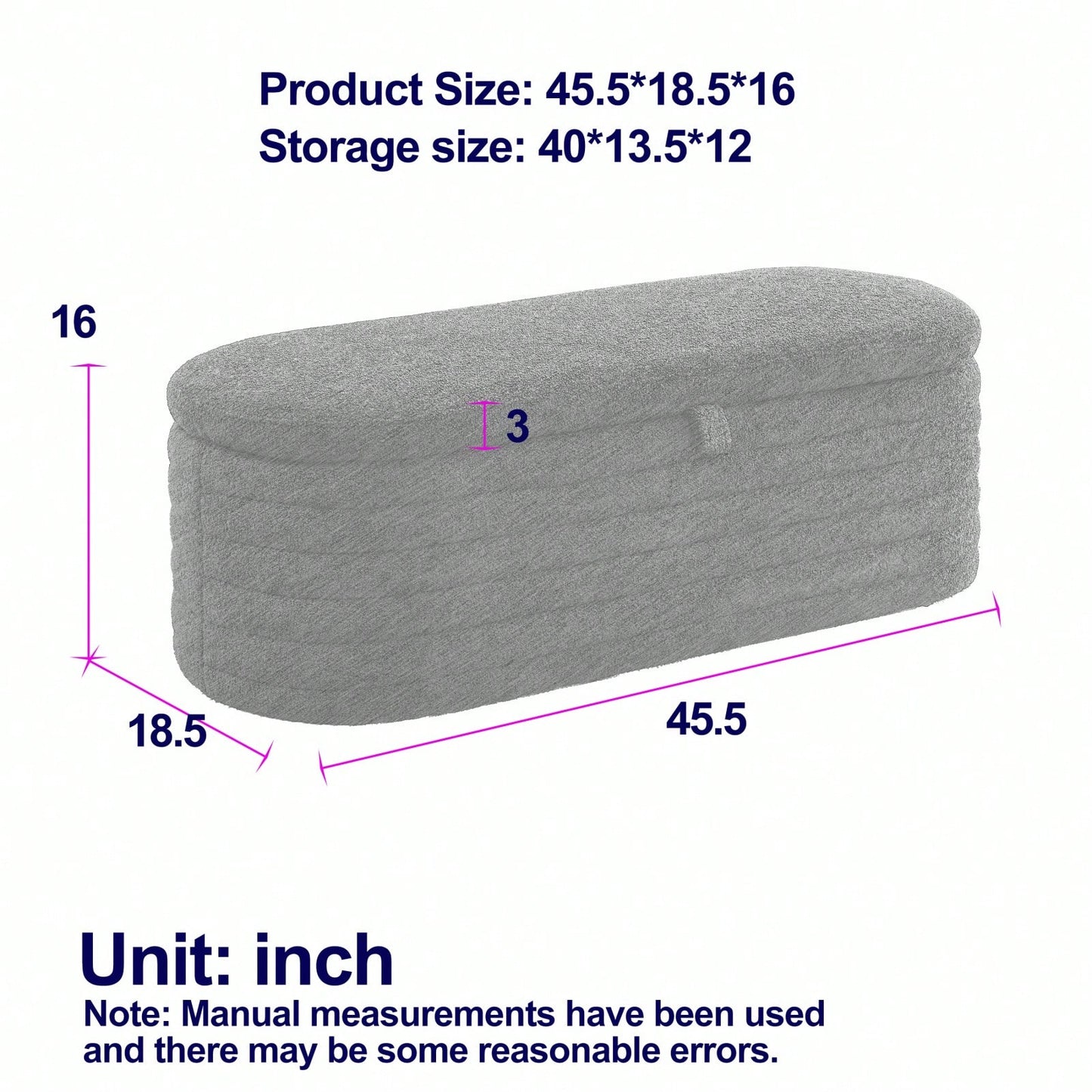 Upholstered Fabric Storage Bench End Of Bed Stool With Safety Hinge For Bedroom, Living Room, Entryway